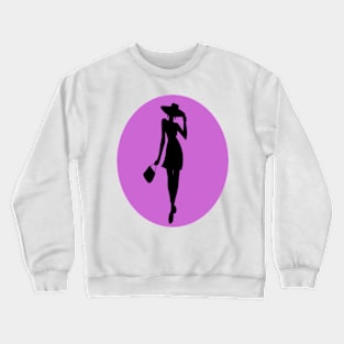 Fashionable woman in a hat Crewneck Sweatshirt